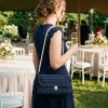 Handmade Navy Blue Crochet Shoulder Bag with Pearl Strap - Luxury Marshmallow Stitch Handbag Handmade Navy Blue Crochet Shoulder Bag with Pearl Strap - Luxury Marshmallow Stitch Handbag