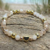 Blush Pink & Gold Heart Beaded Handmade Bracelet | Romantic Gift for Her