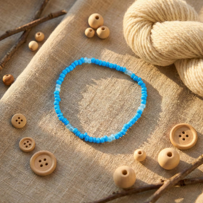 Bright Sky Blue & Azure Minimalist Seed Bead Bracelet